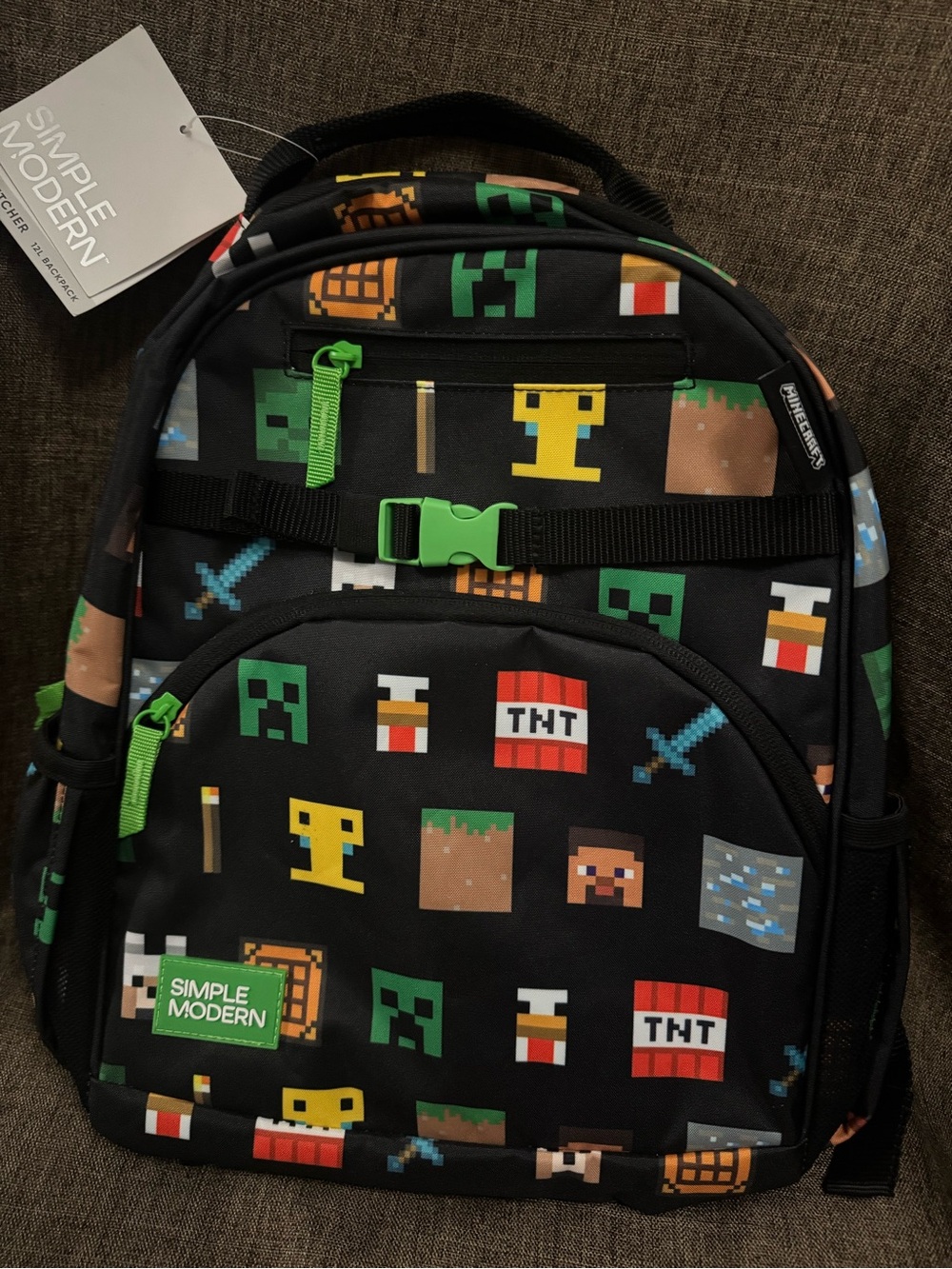 Simple Modern Black Pixel-Print Backpack new with tag